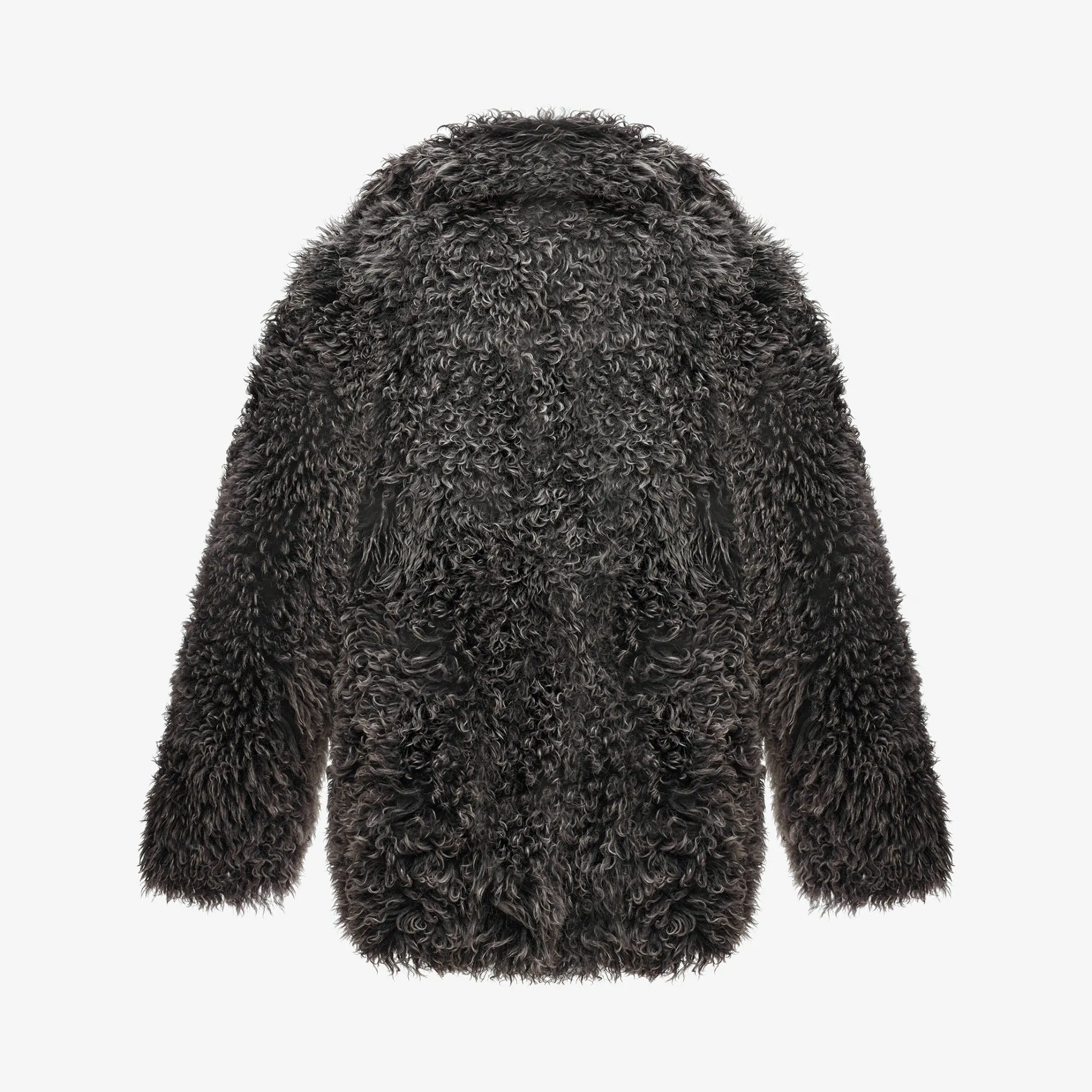 OVERSIZE SHEARLING JACKET IN  BLACK BRISA