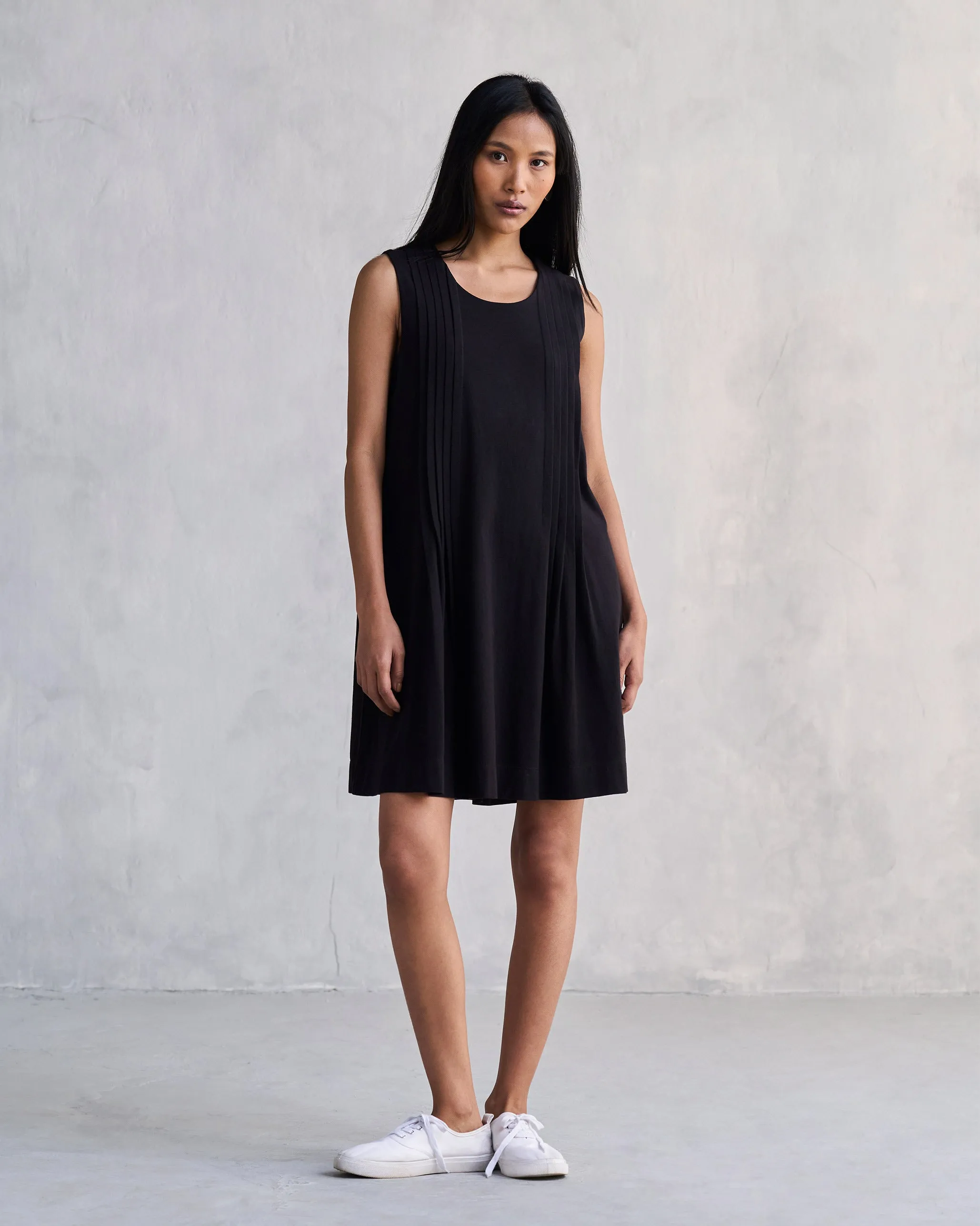 Pintuck Knit Dress - Black