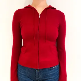 Post Box Red Cashmere Zip Up Hoodie Small