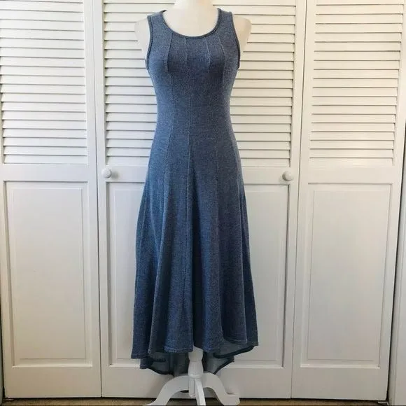 PUELLA By Anthropologie Blue Knit Hi-Low Maxi Tank Dress Size M