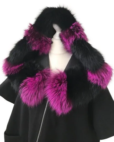 Puffer Quilted Raincoat Women’s  double-sided coat with hood Detachable fox fur collar Oversize