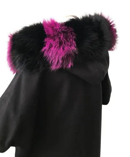 Puffer Quilted Raincoat Women’s  double-sided coat with hood Detachable fox fur collar Oversize