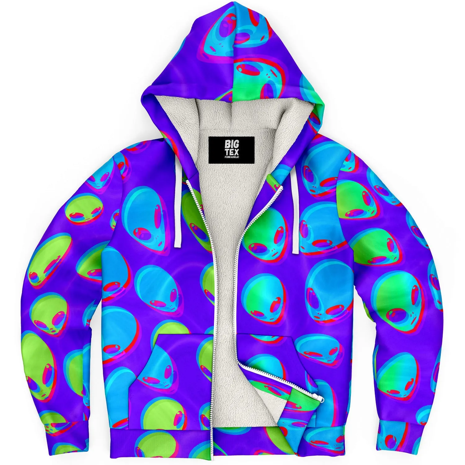 Purple Alien Vapor Glitch Sherpa Hoodie