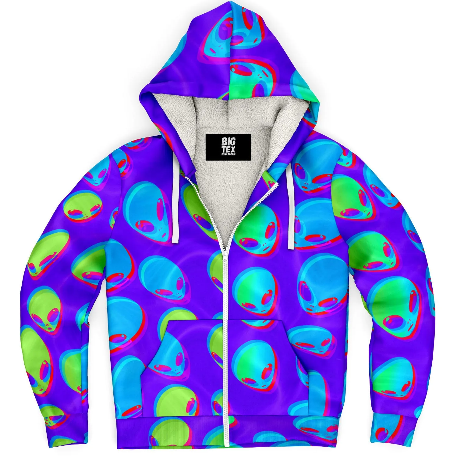 Purple Alien Vapor Glitch Sherpa Hoodie