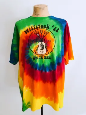 Rainbow guitar print tie-dye T-shirt