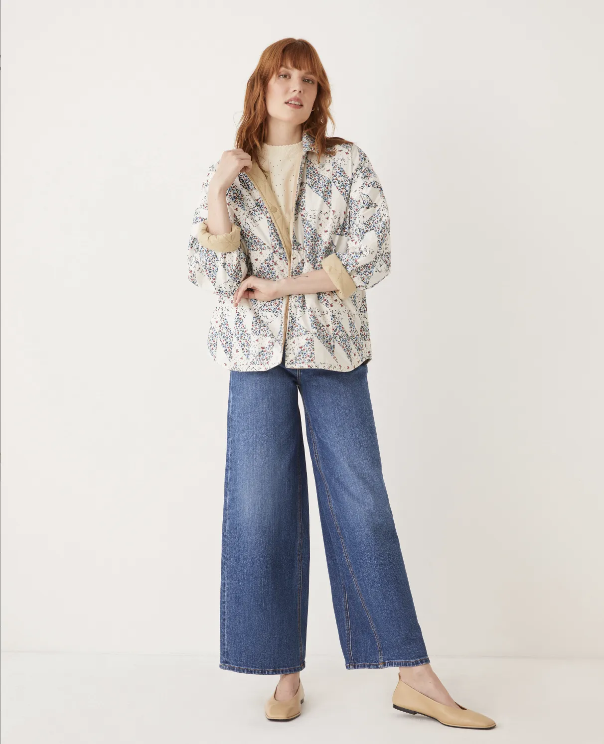 Reversible Printed Overshirt - Egret