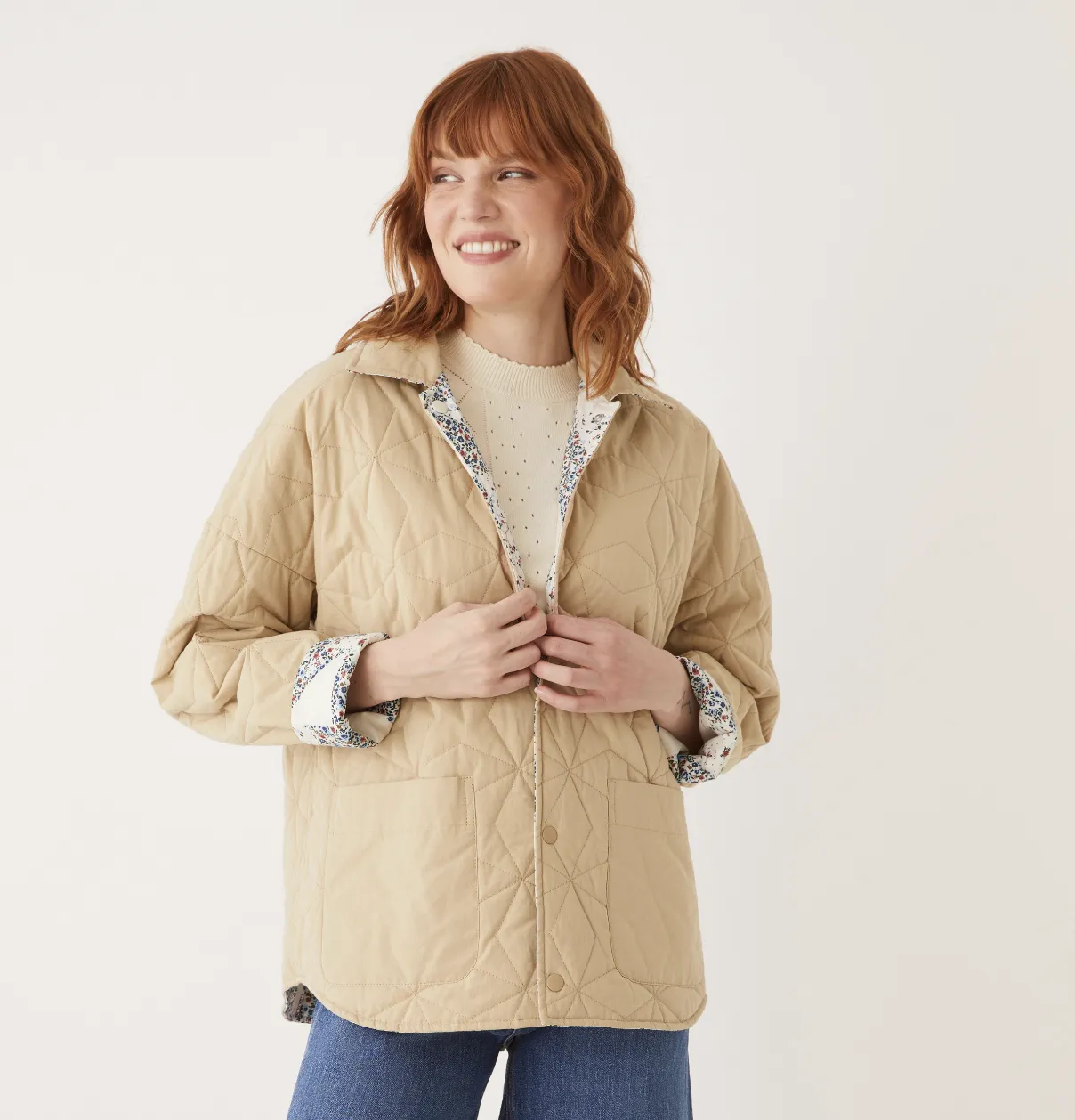 Reversible Printed Overshirt - Egret