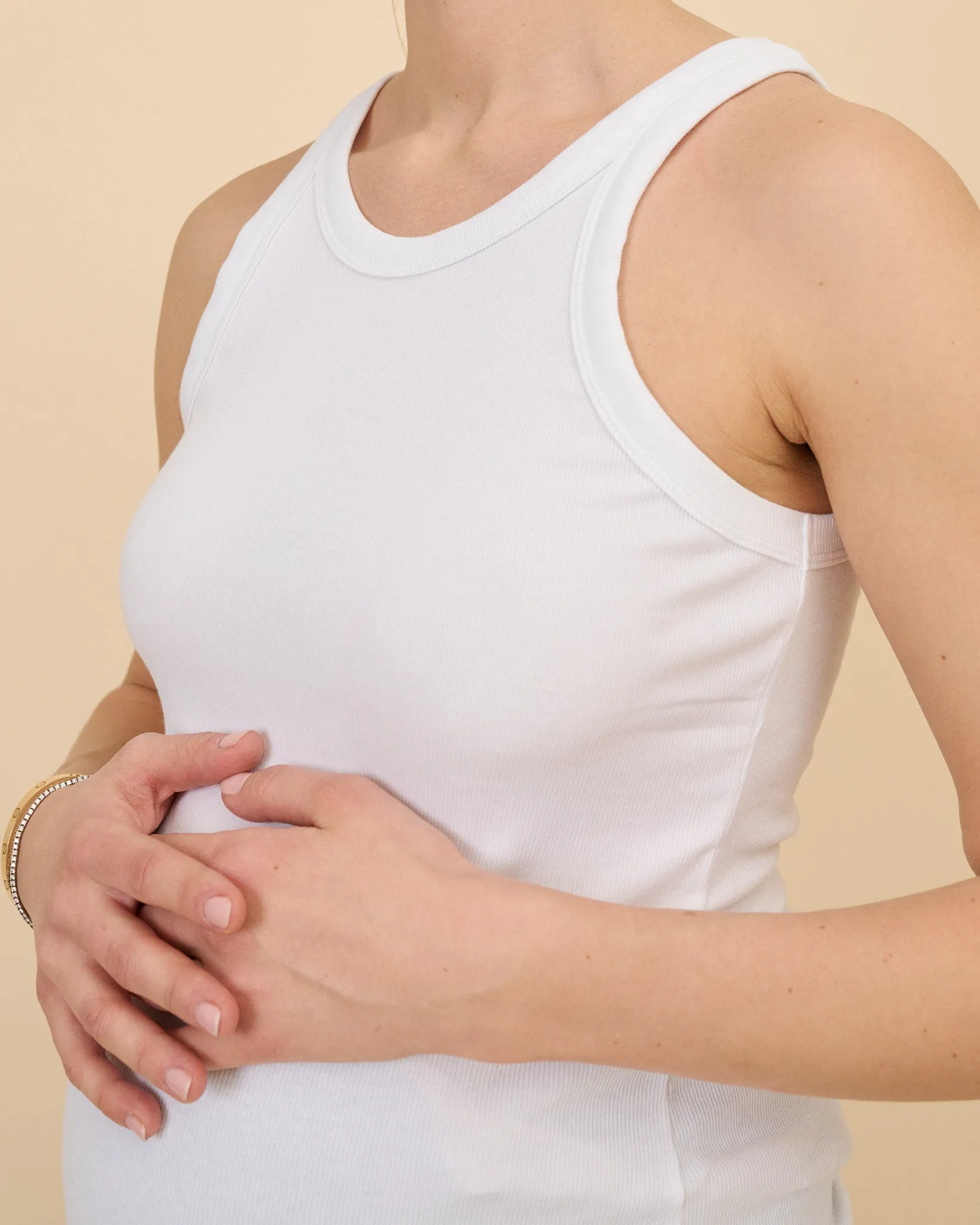 Ribbed Pregnancy Tank (Black/White/Grey Melange)