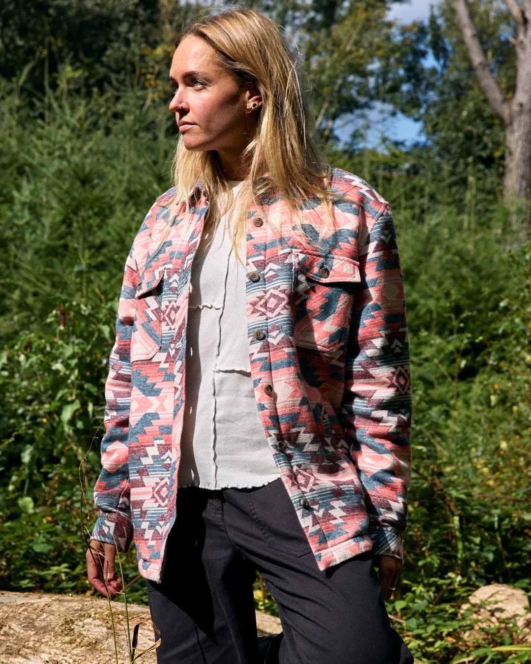 Saltrock Womens Stella Aztec Sherpa Lined Shacket