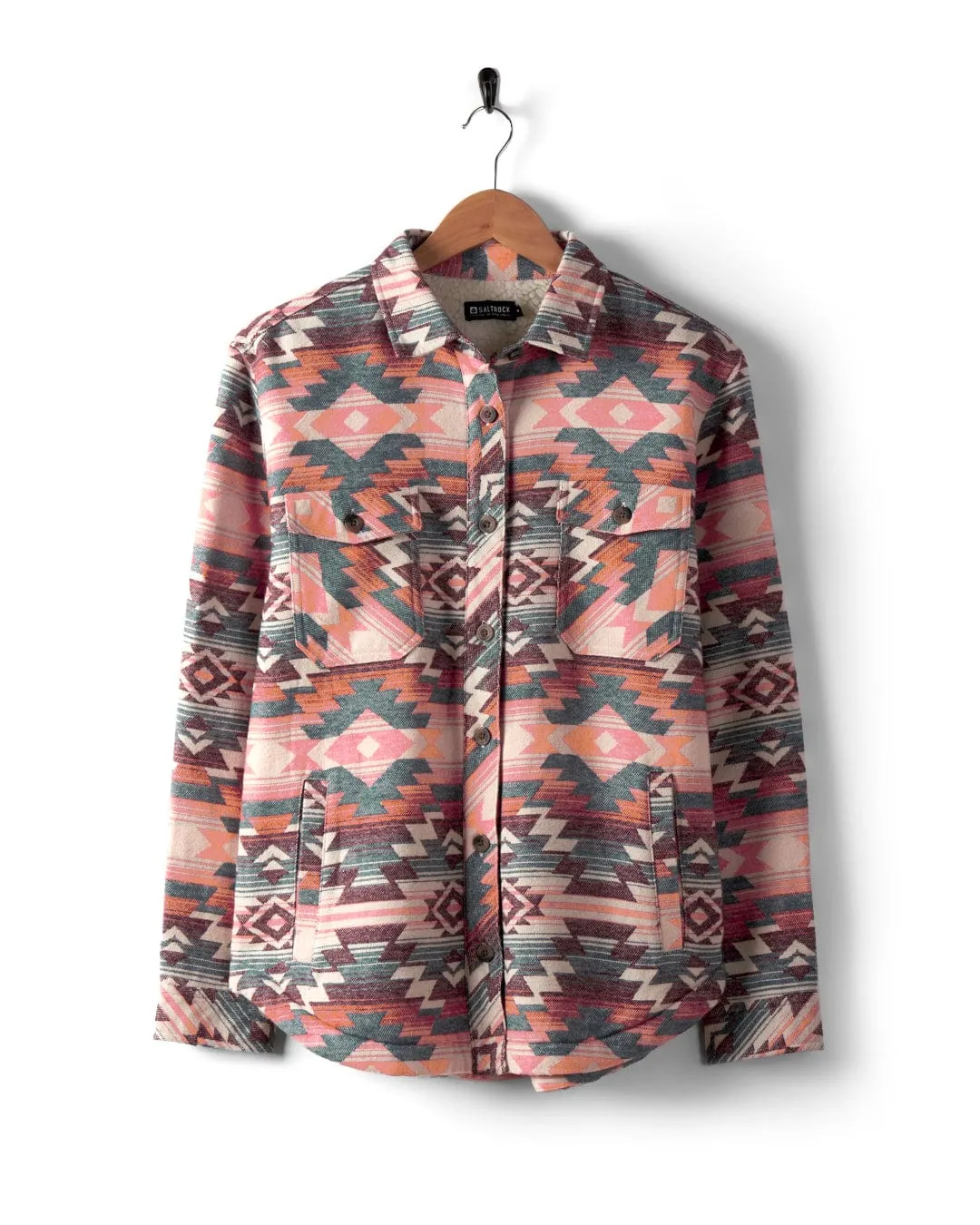 Saltrock Womens Stella Aztec Sherpa Lined Shacket