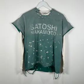 Satoshi Nakamoto Green Distressed Luke Thermal T-Shirt Size S