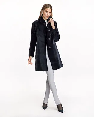 Sheared Mink Reversible Coat with Chinchilla Trim
