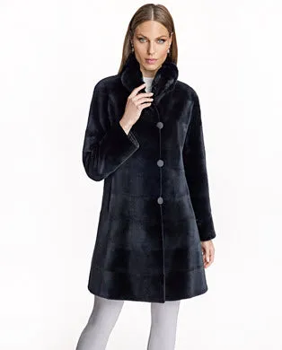 Sheared Mink Reversible Coat with Chinchilla Trim