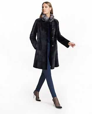 Sheared Mink Reversible Coat with Chinchilla Trim