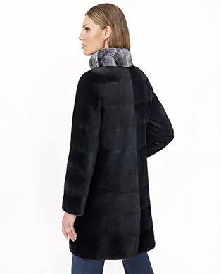 Sheared Mink Reversible Coat with Chinchilla Trim