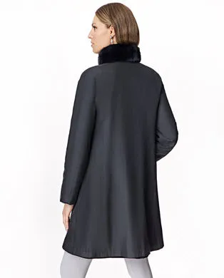 Sheared Mink Reversible Coat with Chinchilla Trim