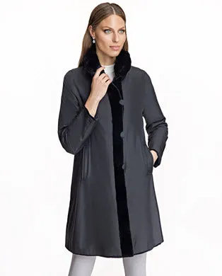 Sheared Mink Reversible Coat with Chinchilla Trim