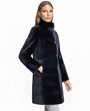 Sheared Mink Reversible Coat with Chinchilla Trim