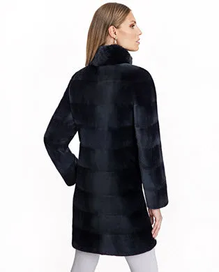 Sheared Mink Reversible Coat with Chinchilla Trim