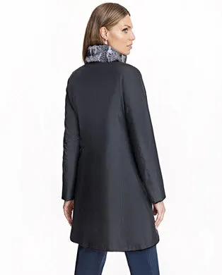 Sheared Mink Reversible Coat with Chinchilla Trim