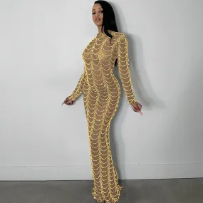 Sheer Rhinestone Dress