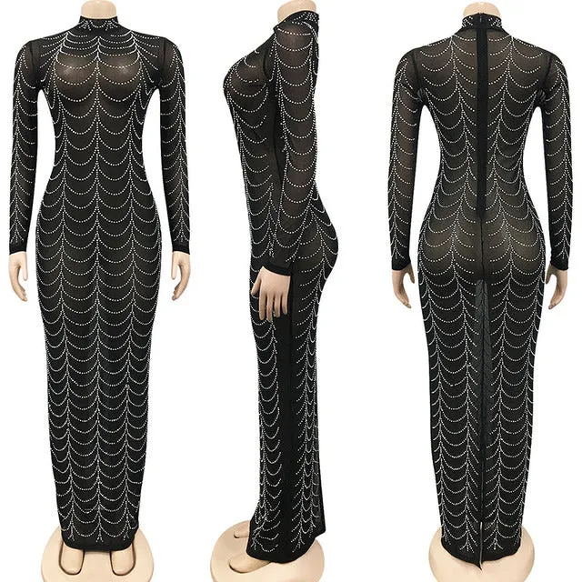 Sheer Rhinestone Dress