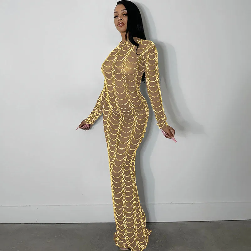 Sheer Rhinestone Dress
