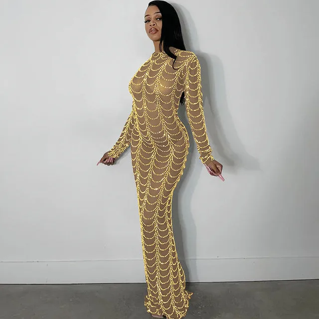 Sheer Rhinestone Dress