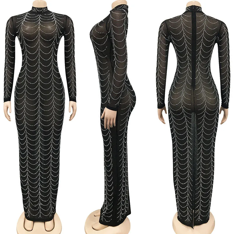 Sheer Rhinestone Dress