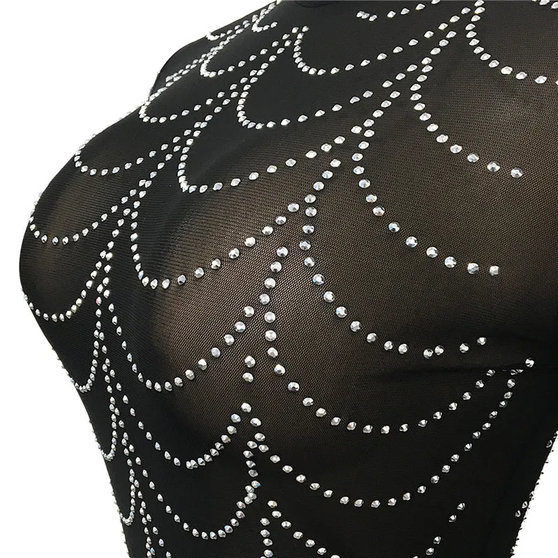 Sheer Rhinestone Dress