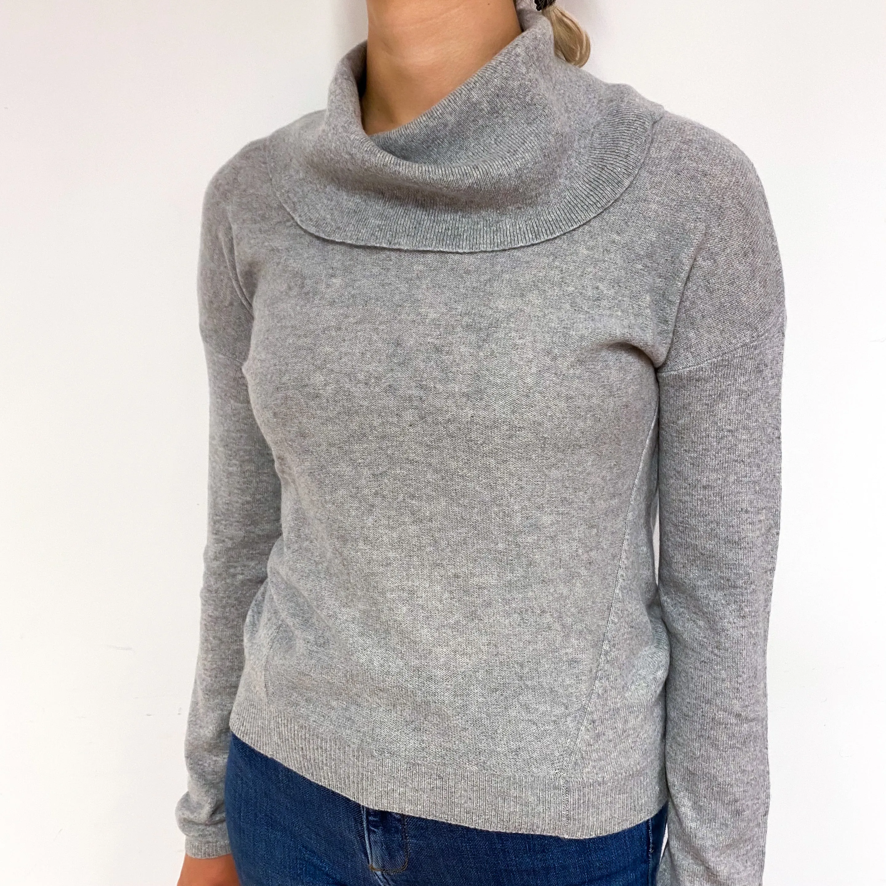 Smoke Grey Cashmere Cowl Neck Jumper Small