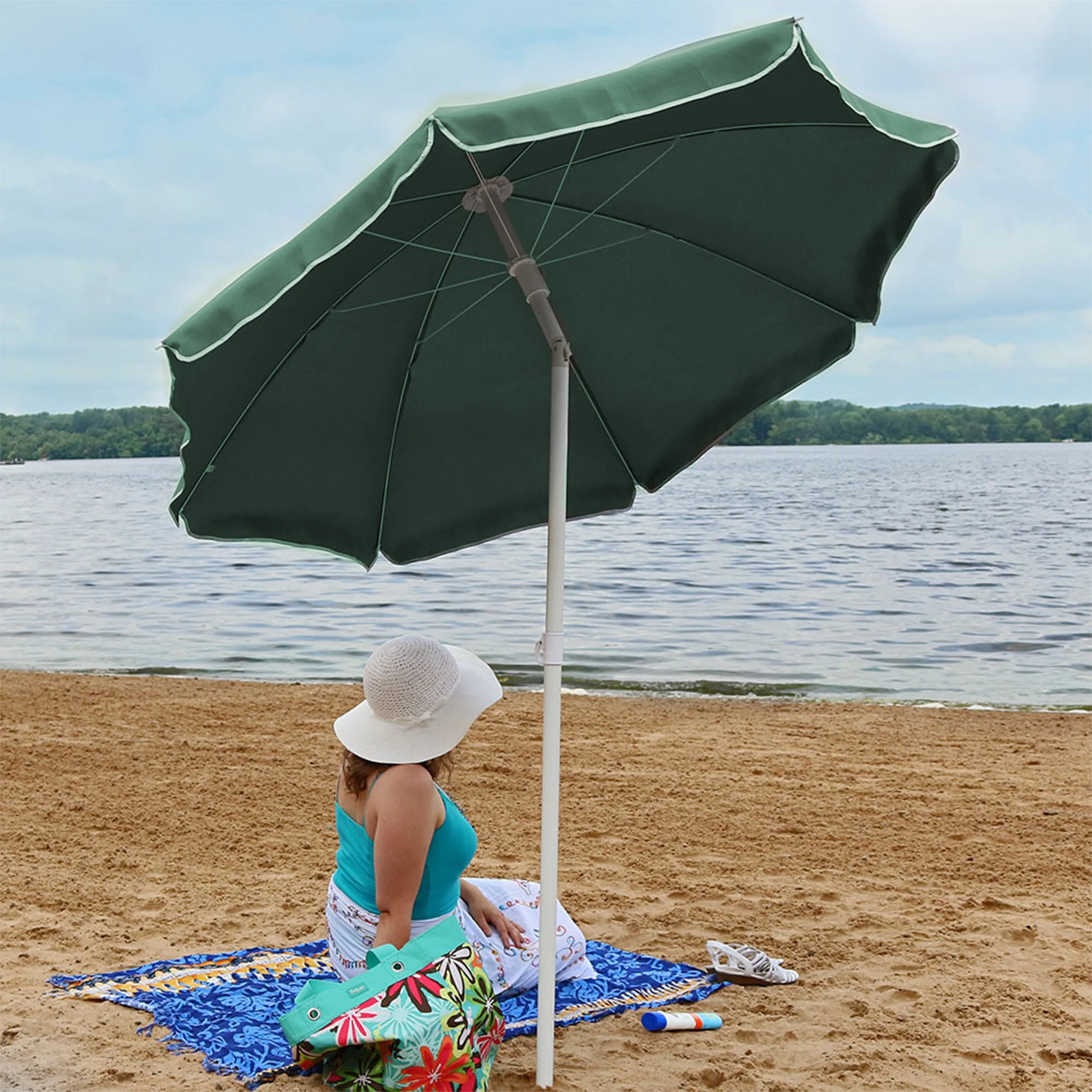 Sunnydaze Steel 5' Beach Umbrella with Tilt Function