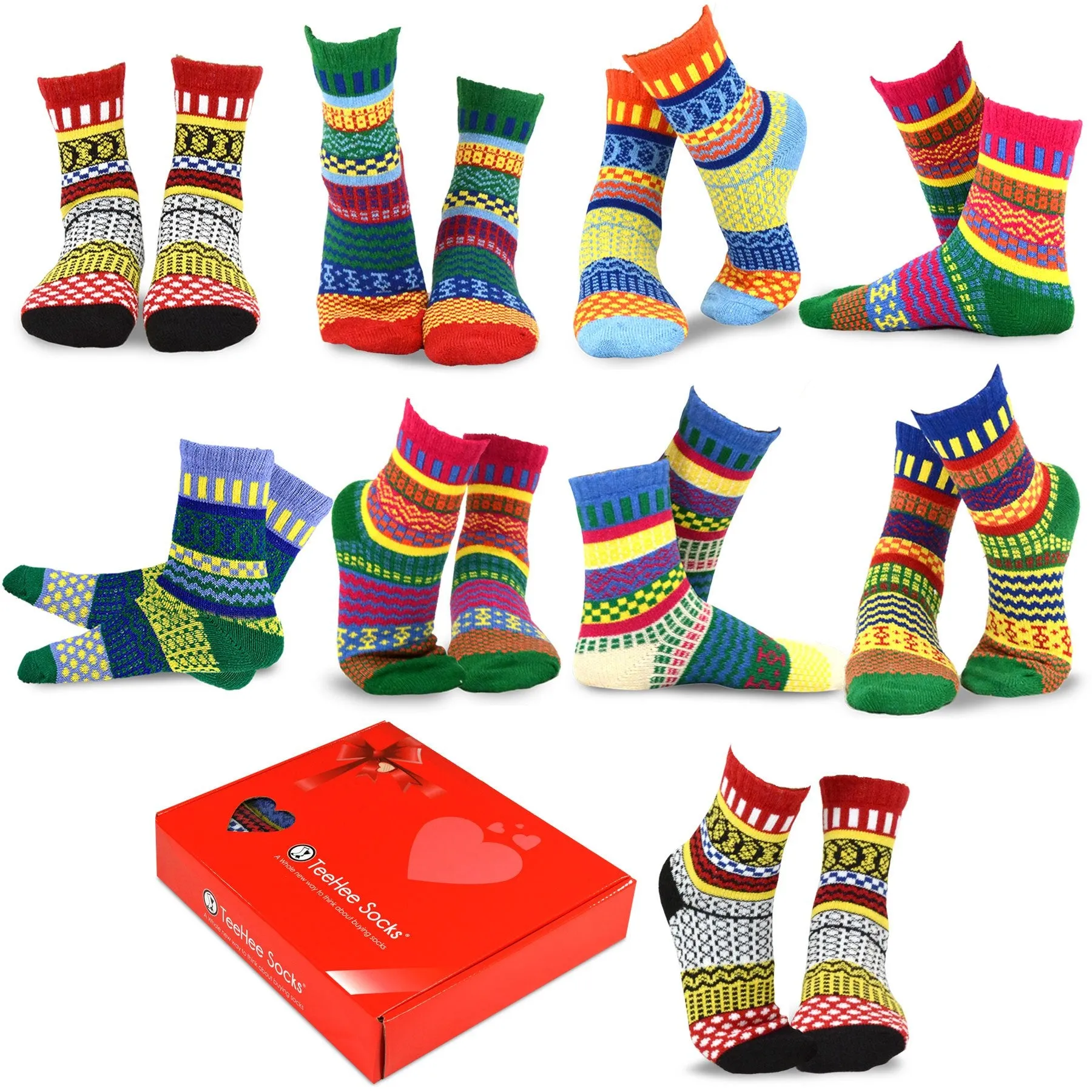 TeeHee Socks Women's Warmer Jacquard 9-Pack Gift Box (11321)