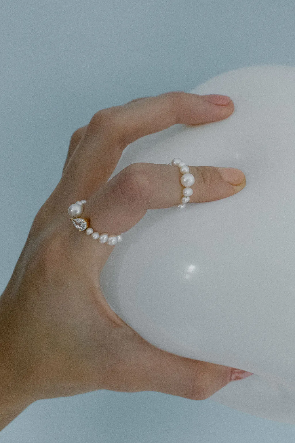 The Exposure of Time - Pearl and Zirconia Gold Vermeil Rings