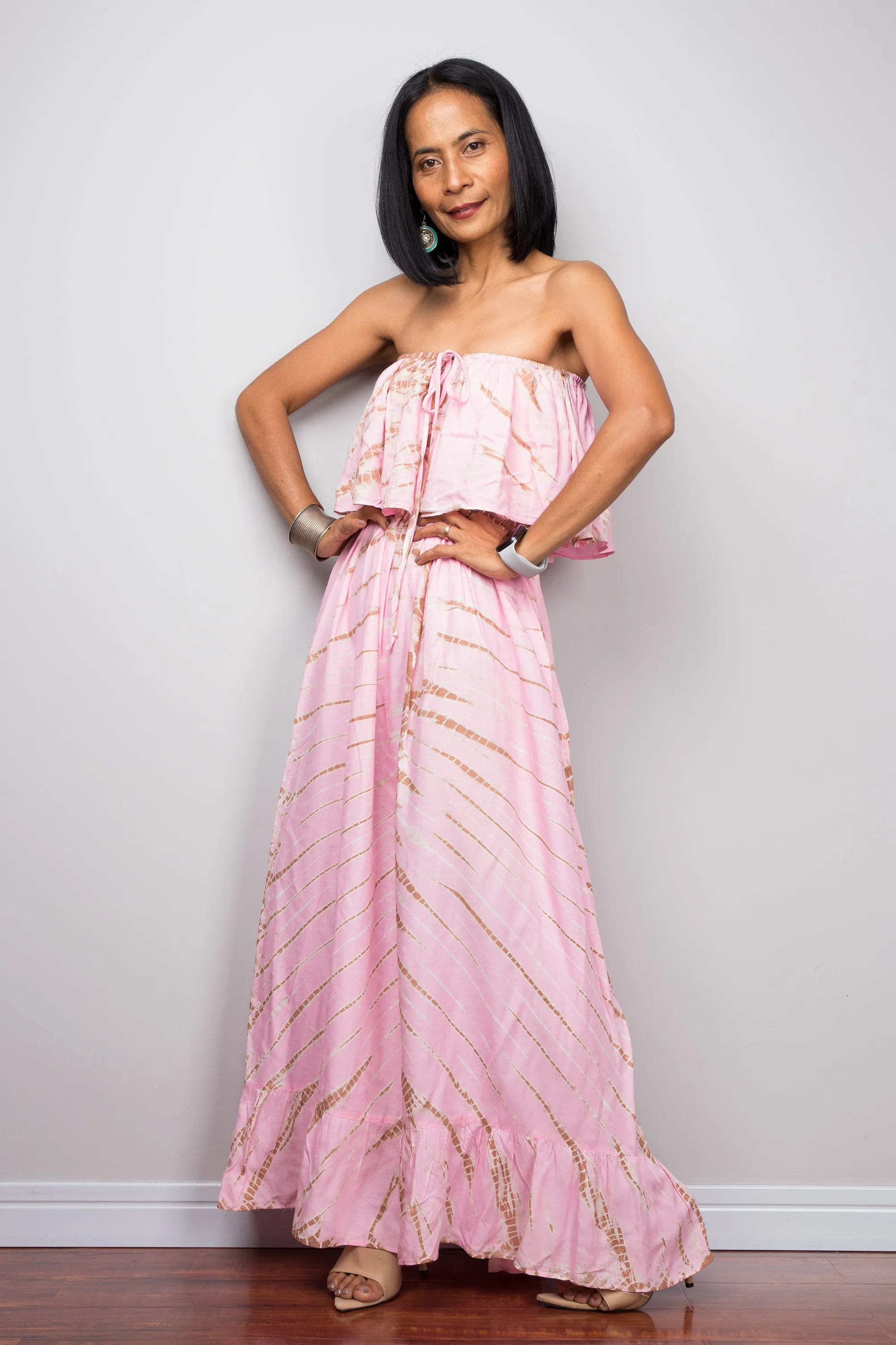 Tie Dye Off Shoulder Dress