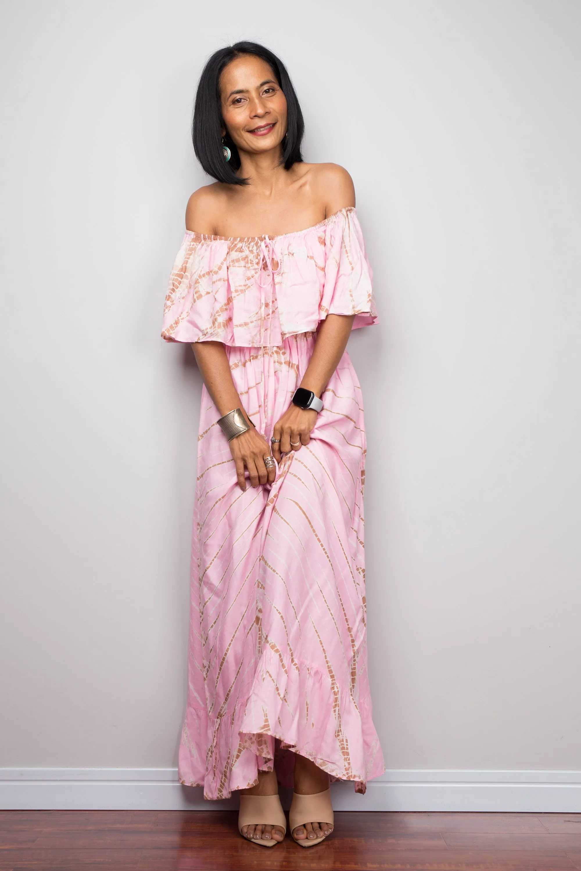 Tie Dye Off Shoulder Dress