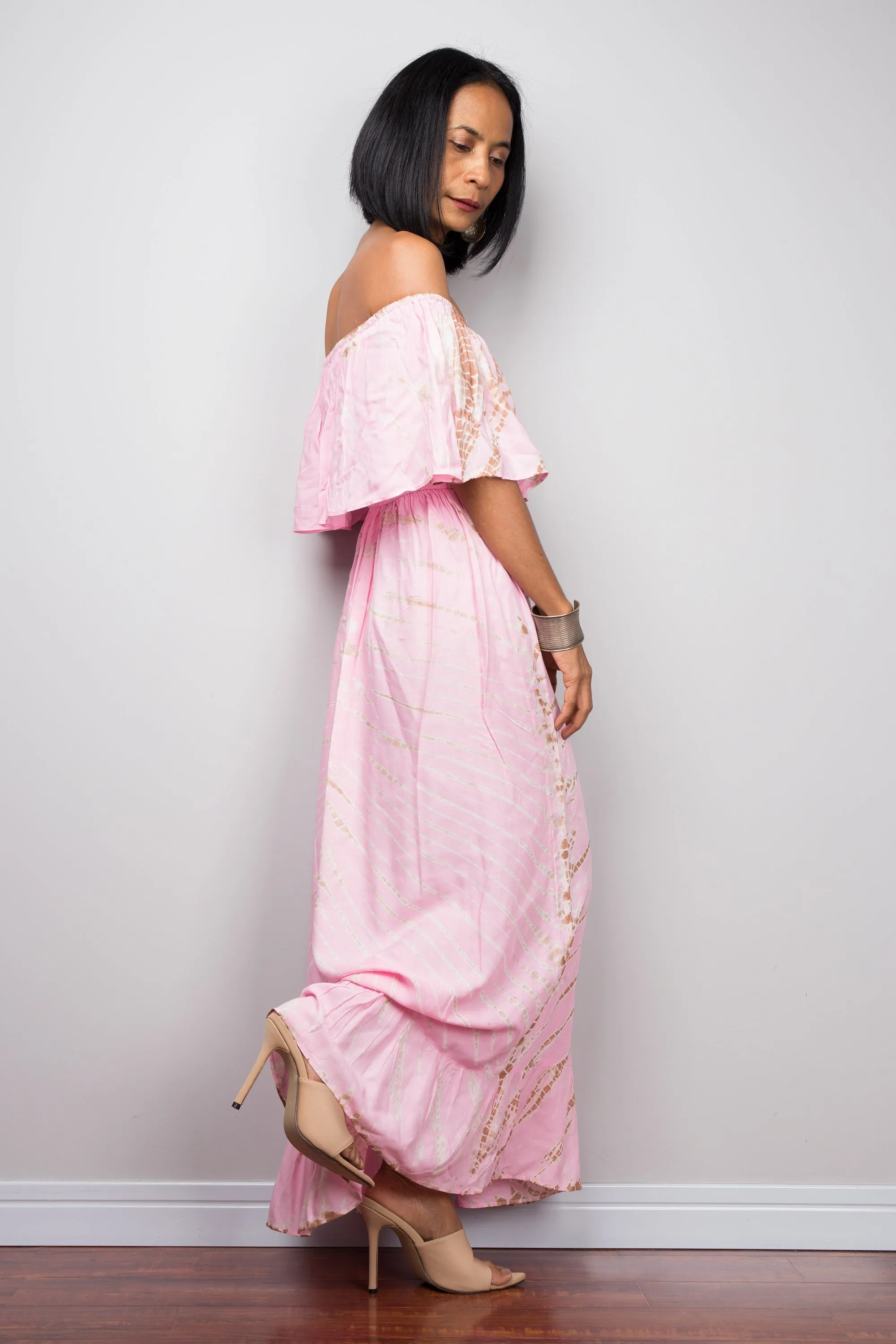 Tie Dye Off Shoulder Dress