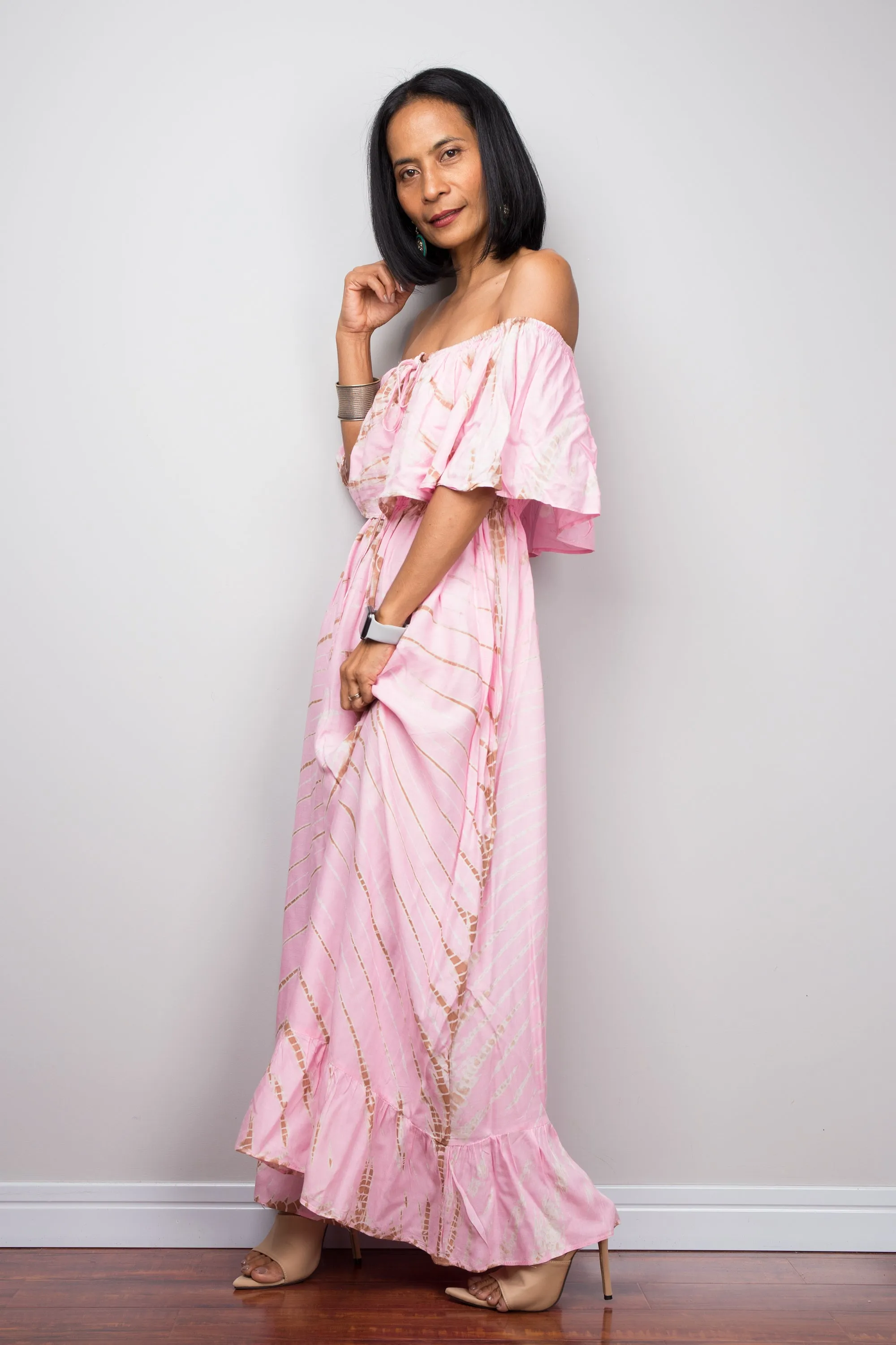 Tie Dye Off Shoulder Dress