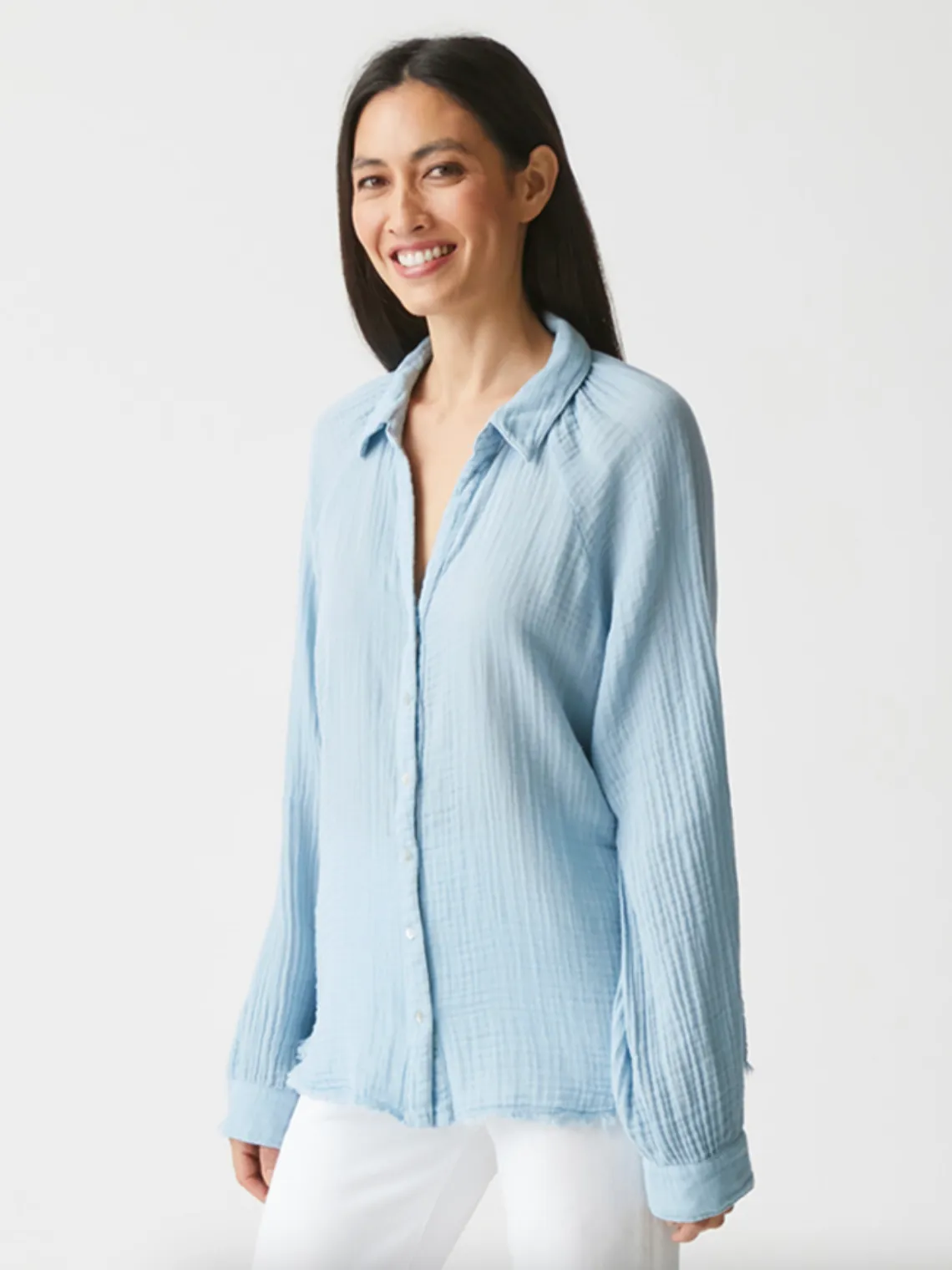 Toni Gauze Button Down - Water