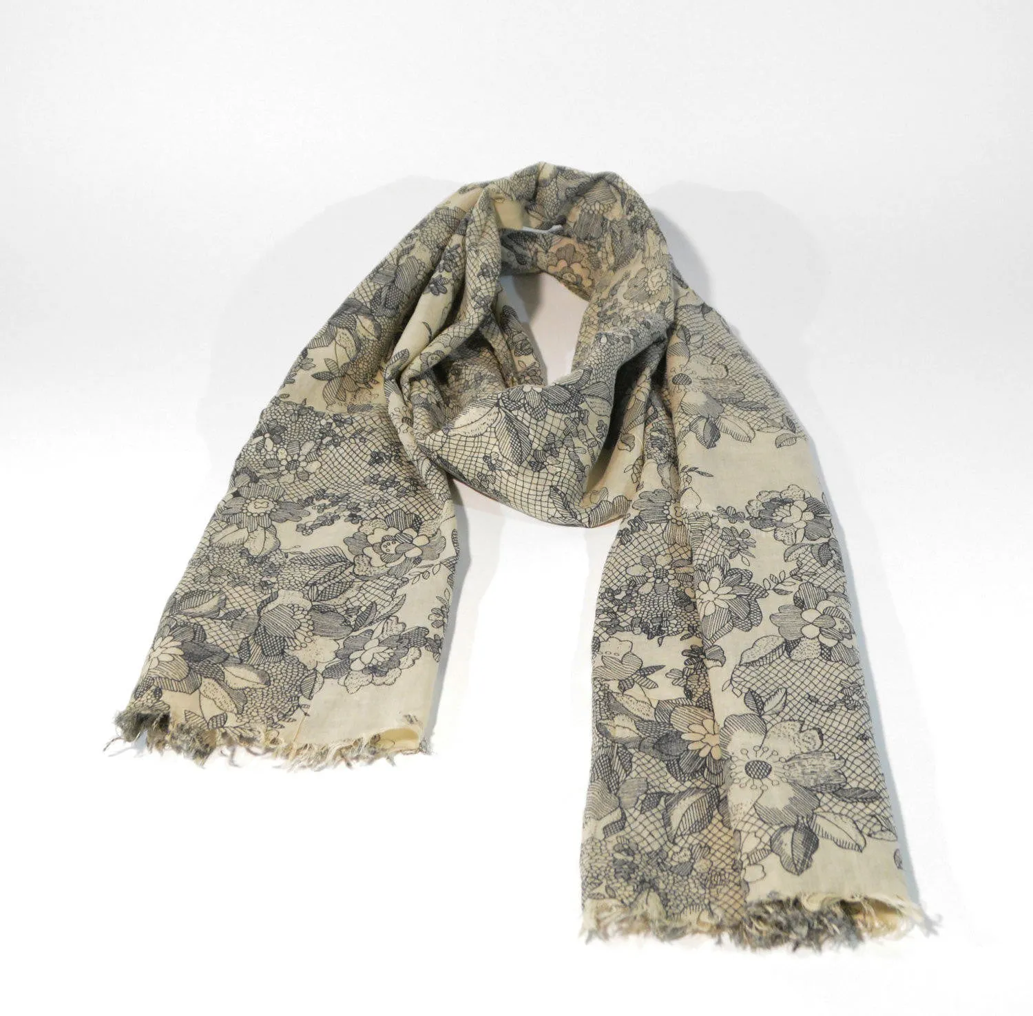Unisex Cotton Scarf Floral Motif