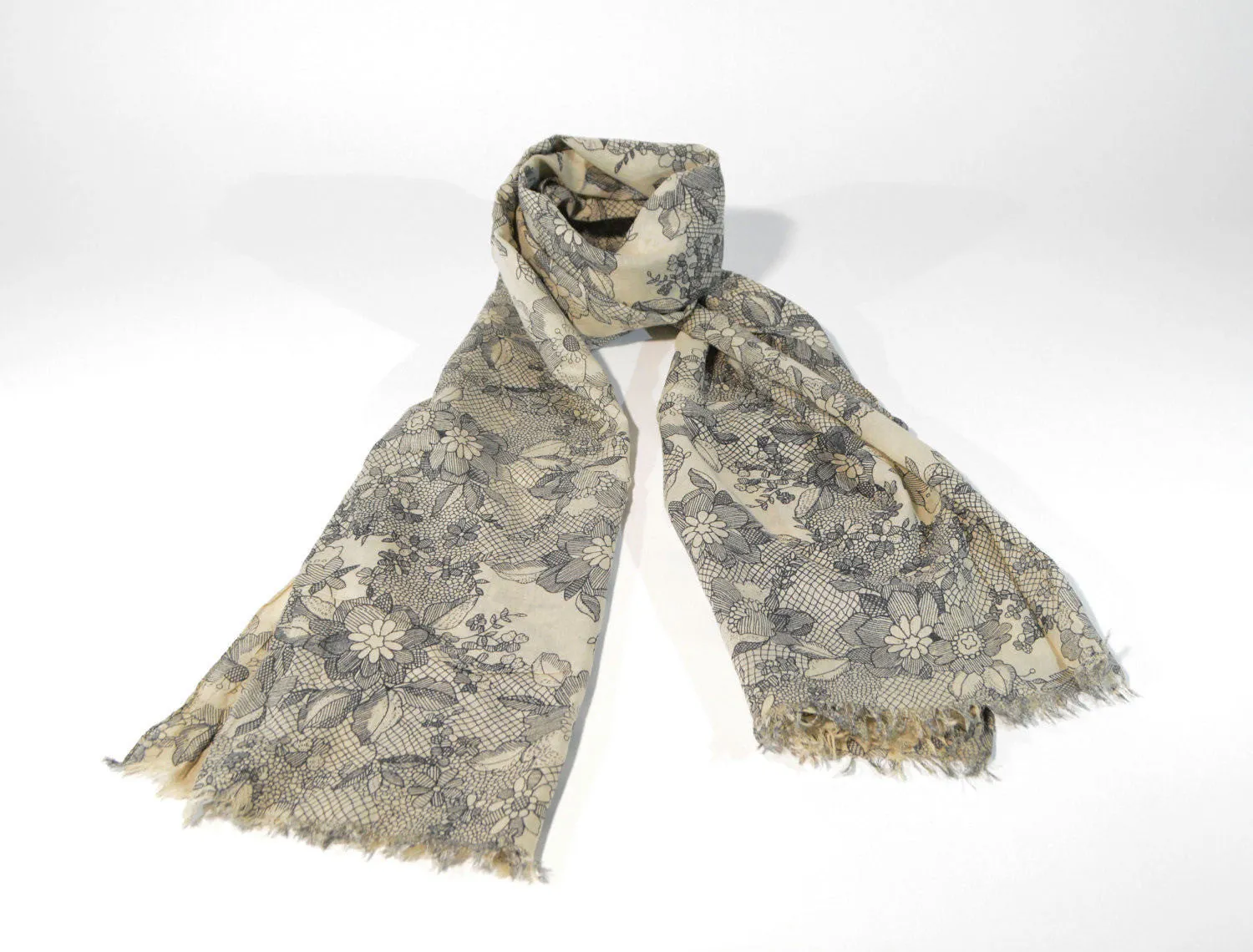 Unisex Cotton Scarf Floral Motif