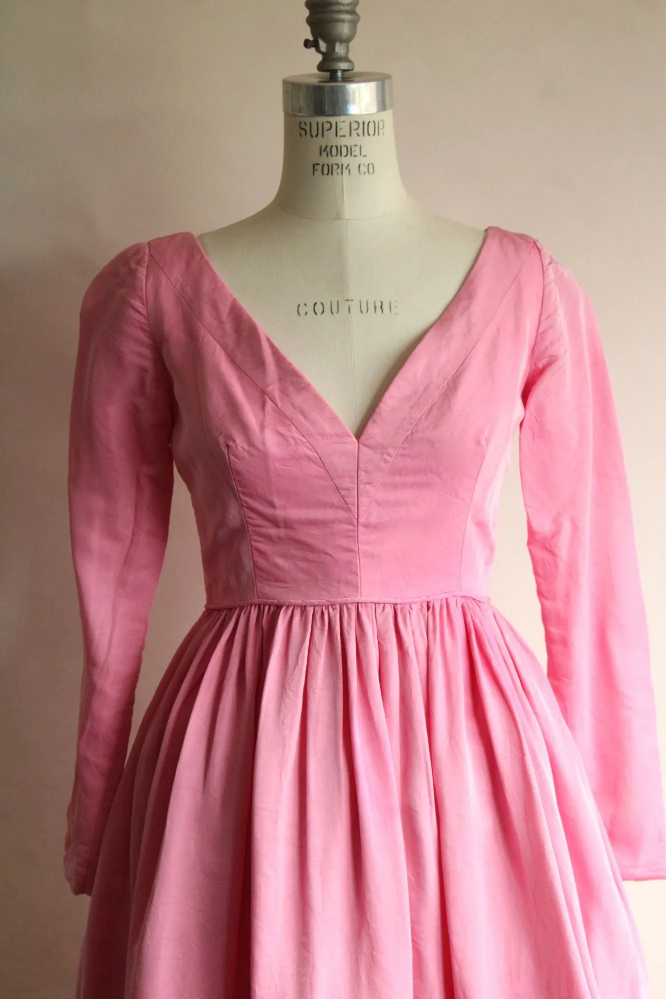 Vintage 1960s Modern Couture Original Pink Fit and Flare Dress with pockets