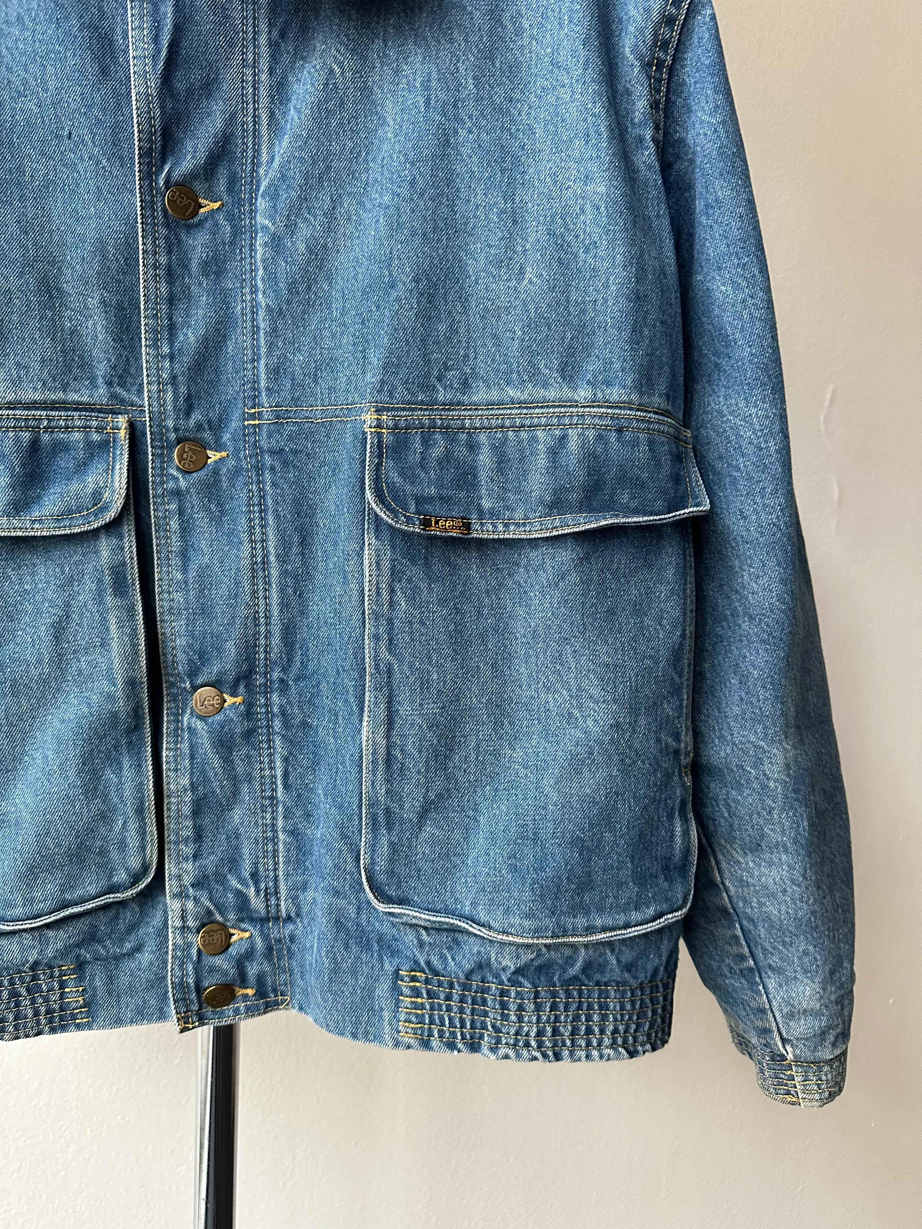 Vintage 1970s Lee Sherpa Lined Denim Jacket - size M