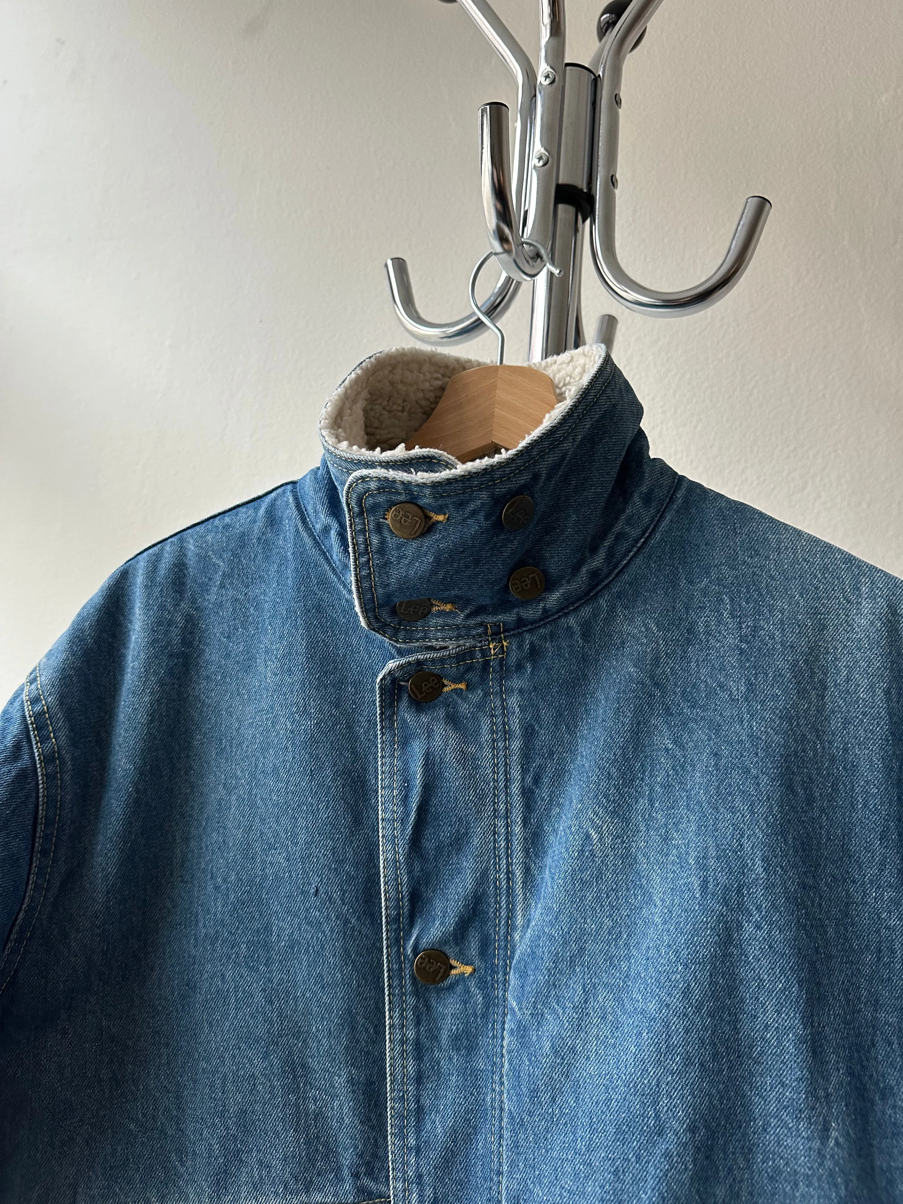 Vintage 1970s Lee Sherpa Lined Denim Jacket - size M