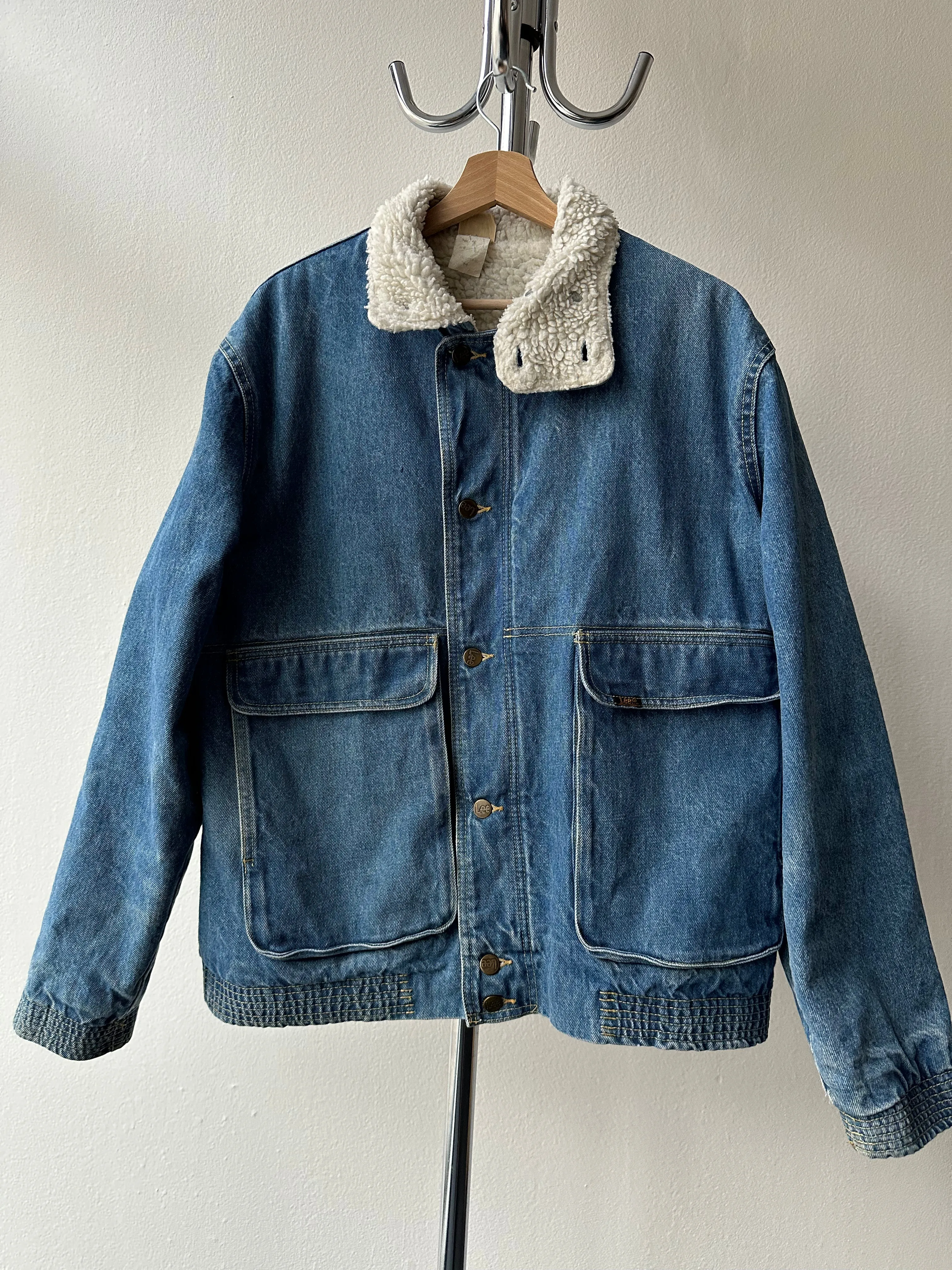 Vintage 1970s Lee Sherpa Lined Denim Jacket - size M