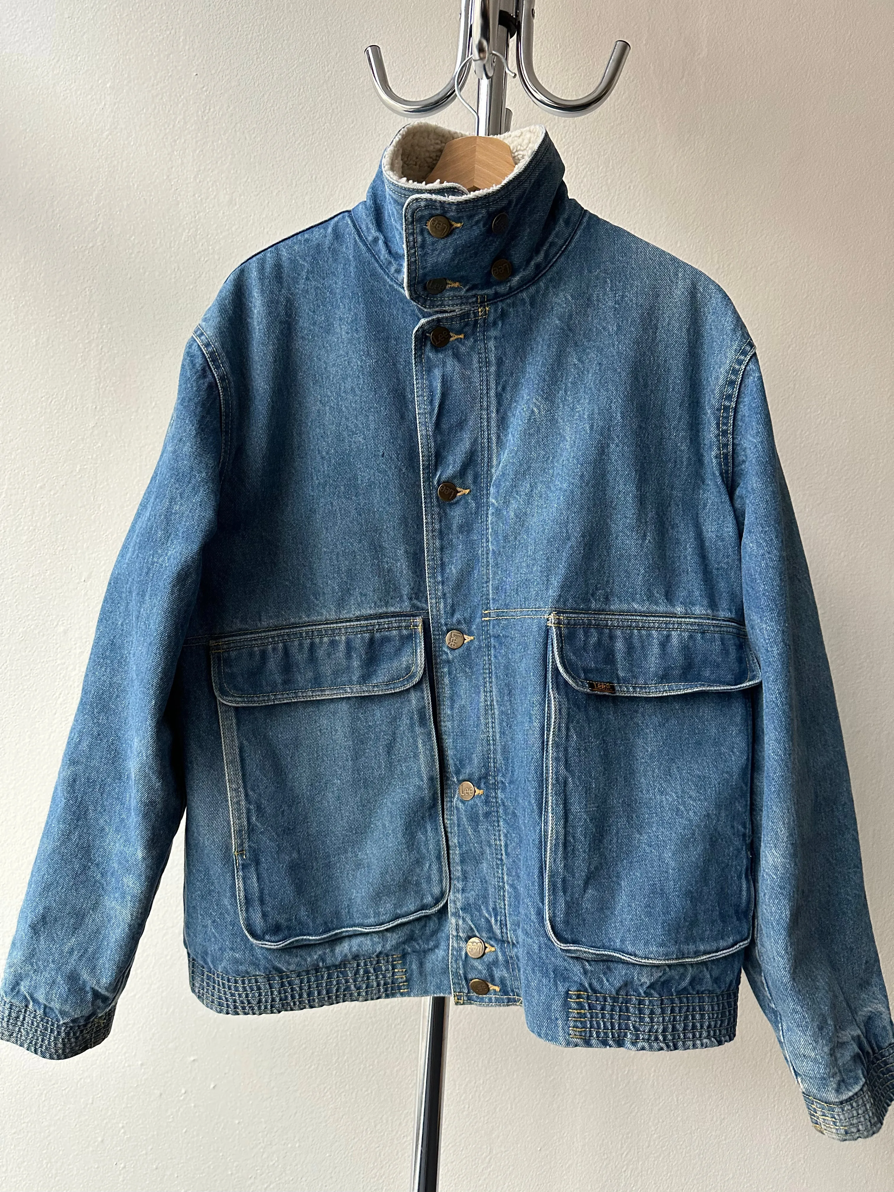 Vintage 1970s Lee Sherpa Lined Denim Jacket - size M