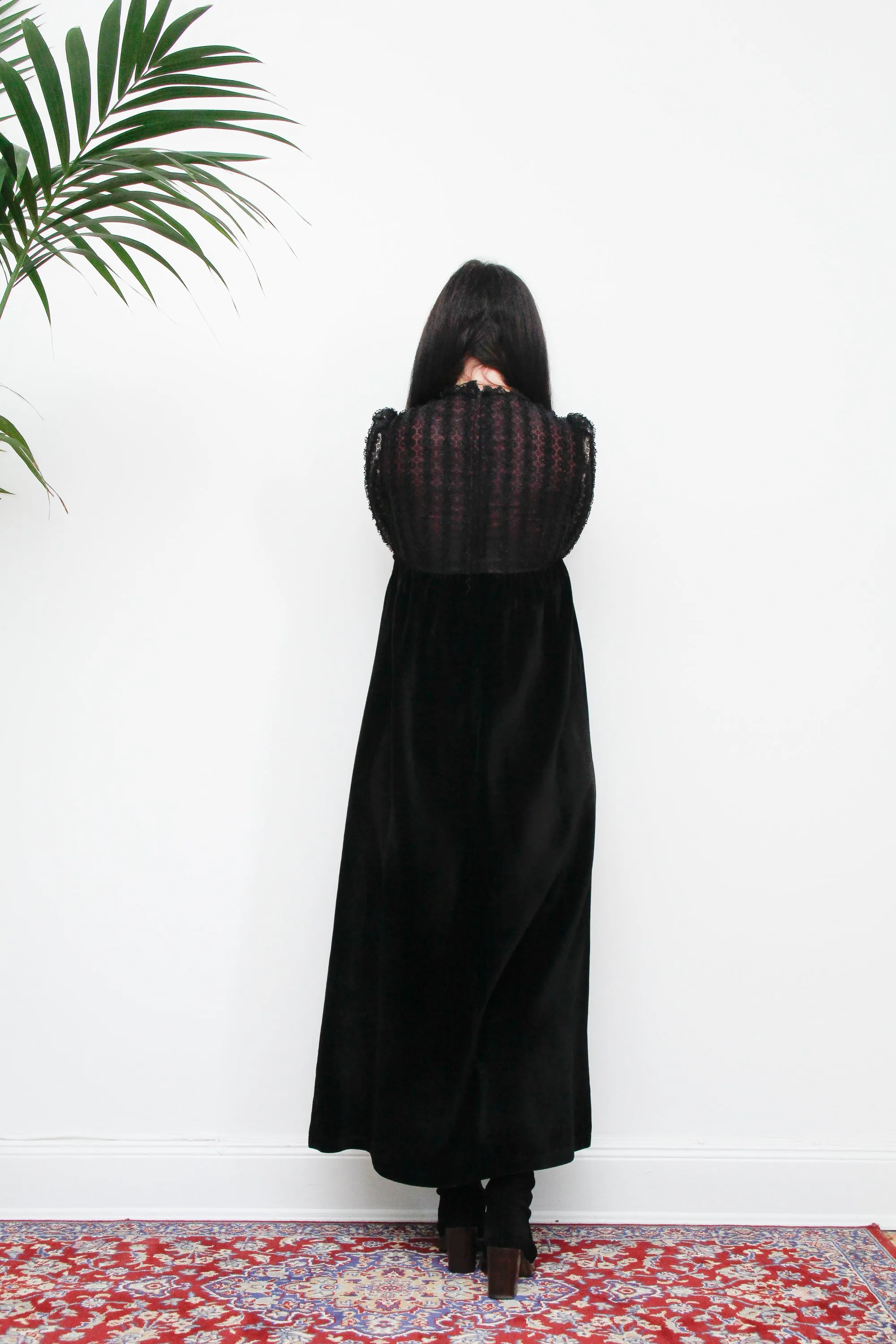 Vintage Angela Gore Velvet Lace Maxi Dress