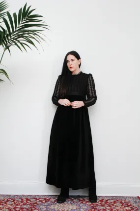 Vintage Angela Gore Velvet Lace Maxi Dress