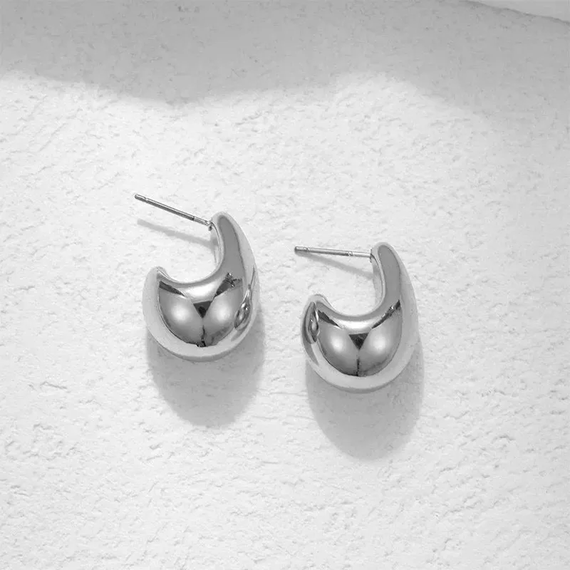 Vintage Dome Gold Plated Metal Teardrop Lightweight Statement Wedding Jewelry Earring