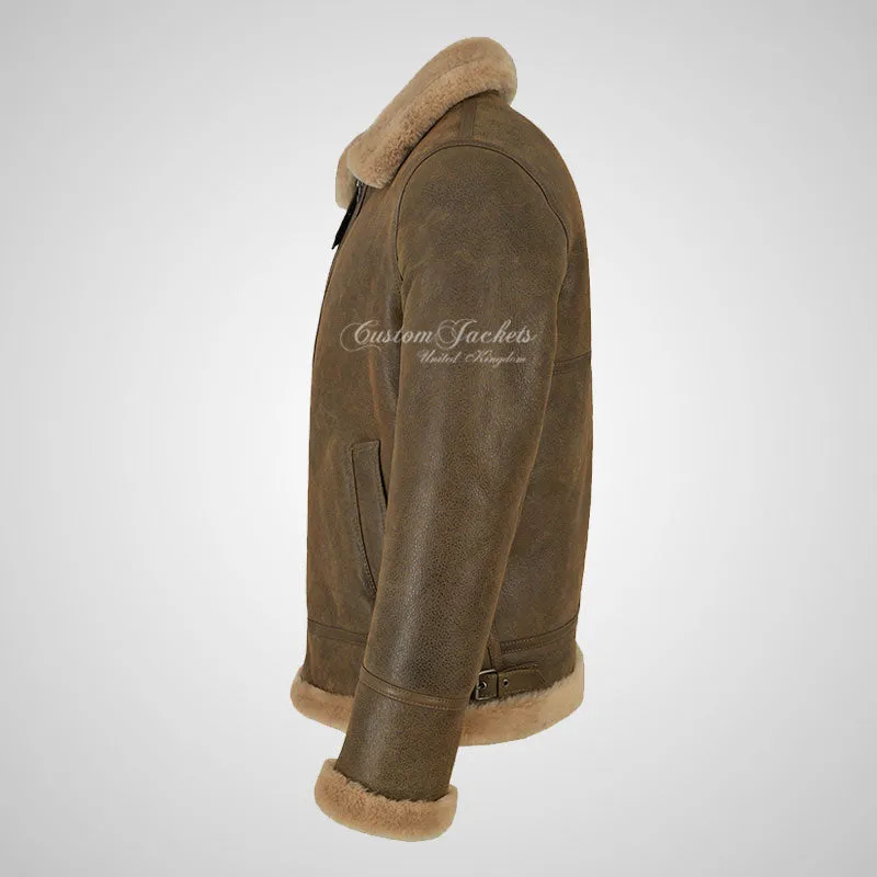 VOSTOK Men's B3 Sheepskin Flying Jacket Natural Shearling Fur Jacket